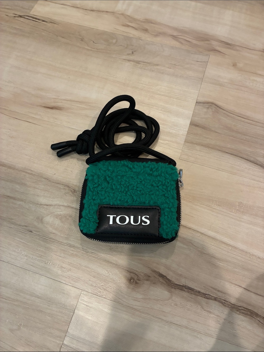 TOUS Green Sherpa Mini Crossbody Pouch with Black Trim